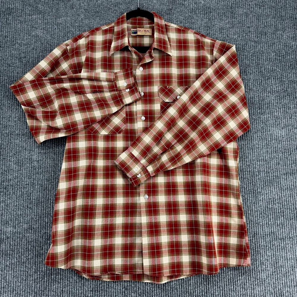 Vintage Big Mac plaid work shirt XL Tall made in USA oversized 90s - Picture 3 of 8